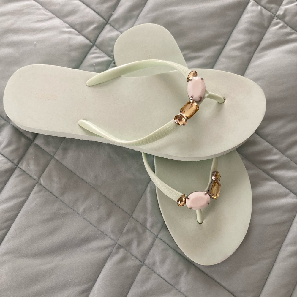 NWOB -   J Crew jeweled rubber flip flops